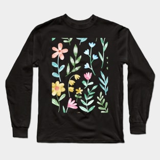 Watercolor Pressed flower pattern Long Sleeve T-Shirt